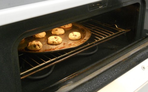 Cookies about to come out of the oven.