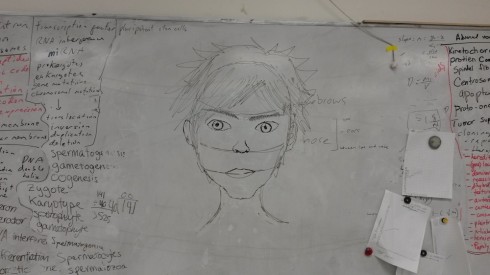 A.C.'s demonstration of how to draw a face.