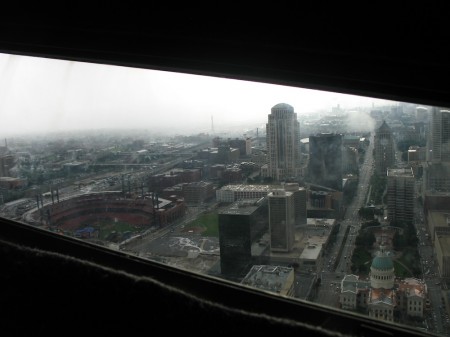 View of St. Louis from the top of the Arch.