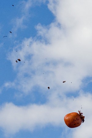 Photo by <a href='http://en.wikipedia.org/wiki/File:Pumpkin_chucked_from_trebuchet_in_ohio.jpg'>Kevin D. Hartnell</a>.