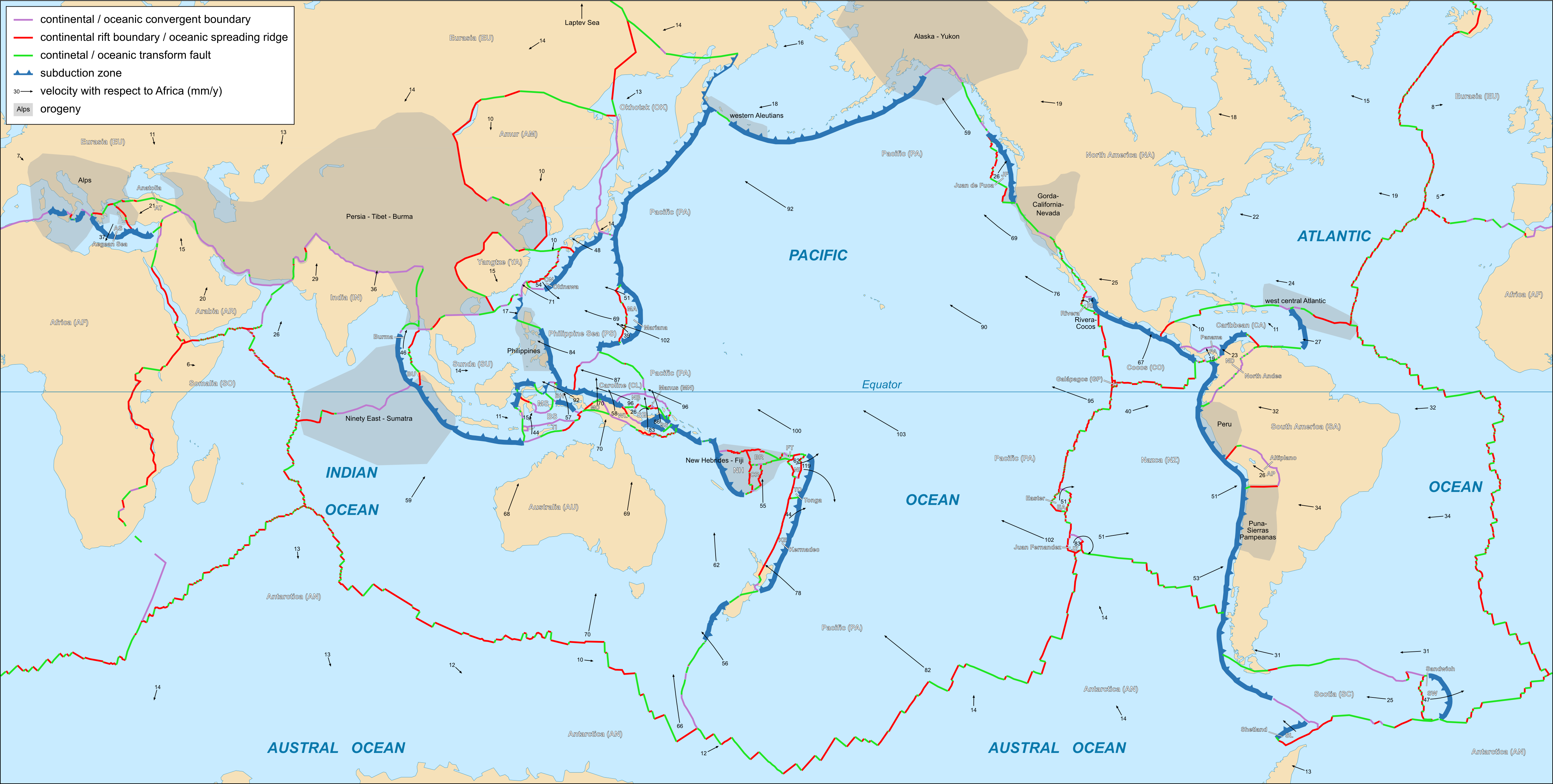 Tectonic Plates Boundaries Detailed En Conv 