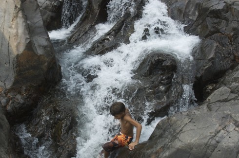 Exploring the natural water works at the Johnson's Shut Ins.