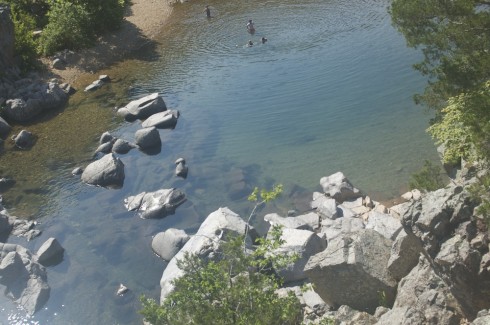 As the stream exits the Shut Ins it has dredged some excellent swimming pools.