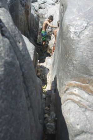 Looking along a narrow eroded joint. 