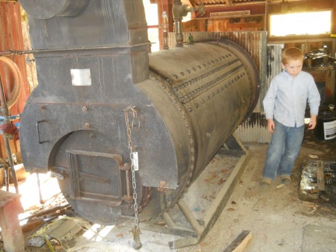 The boiler for the steam engine. 