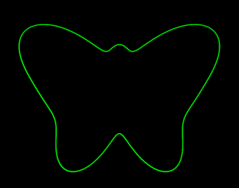 A butterfly outline drawn from a trigonometric function in polar coordinates.