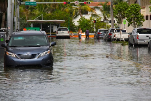 Flooded street during a "King Tide" in Miami Beach, Florida. Image from NOAA.