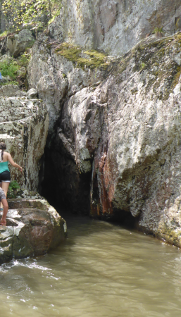 The Prairie Creek waterfall pool. 