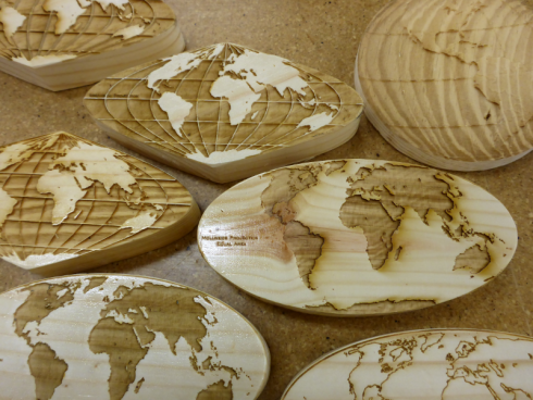 Erasers with different map projections.