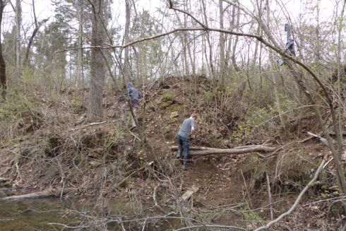 The base of the bridge.