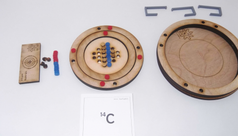 Carbon-14 using the atom board.