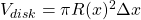  V_{disk} = \pi R(x)^2 \Delta x 