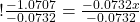 ! \frac{-1.0707}{-0.0732} = \frac{-0.0732 x}{-0.0732}  