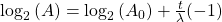  \log_2{(A)} = \log_2{ ( A_0 )} +  \frac{t}{\lambda}  (-1)   