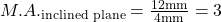 M.A._{\text{inclined plane}} = \frac{12 \text{mm}}{4\text{mm}} = 3