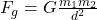  F_g = G \frac{m_1 m_2}{d^2} 