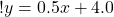 ! y = 0.5x + 4.0 