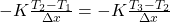  - K \frac{T_2 - T_1}{\Delta x} =  - K \frac{T_3 - T_2}{\Delta x} 