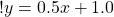 ! y = 0.5x + 1.0 