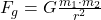  F_g = G \frac{ m_1 \cdot m_2}{r^2}