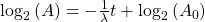  \log_2{(A)} =  -  \frac{1}{\lambda} t +  \log_2{ ( A_0 )}    