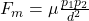  F_m = \mu \frac{p_1 p_2}{d^2} 