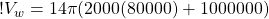 ! V_w =  14 \pi  ( 2000 (80000)  + 1000000 )  